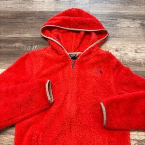 The‎ North Face Jacket Fuzzy Sherpa Fleece Coral Orange Womens S Full Zip Hooded